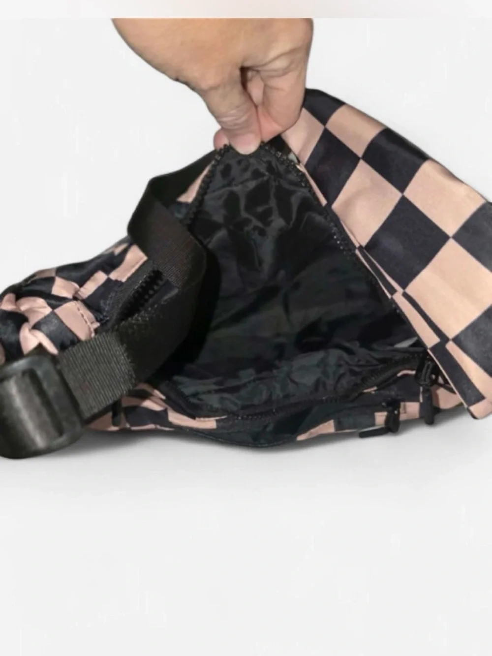 Checkerboard Shoulder Bag in Tan and Black